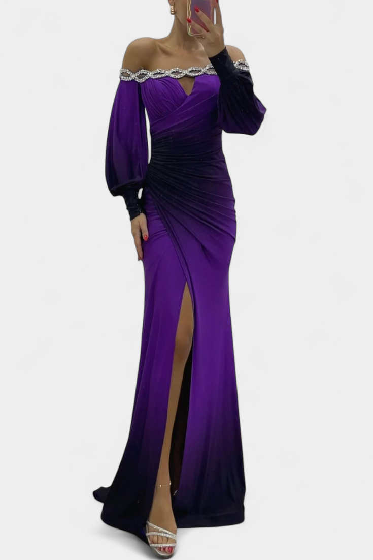 Julitta Vestido Maxi Ombre con Hombros Descubiertos