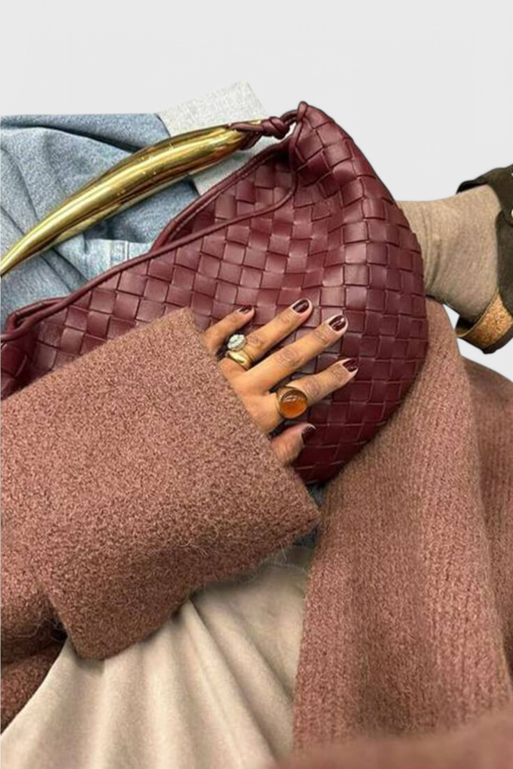 Gerda Bolso Woven con Asa Dorada