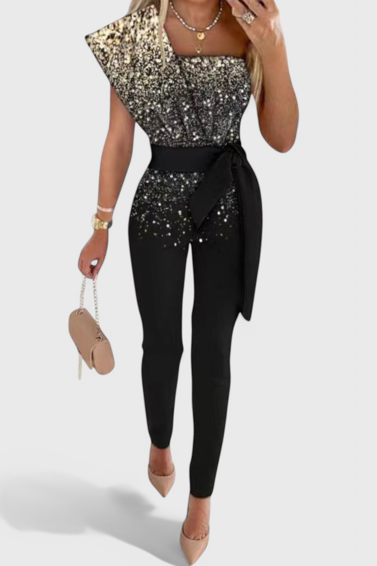 Layla Mono de Lentejuelas de Un Solo Hombro