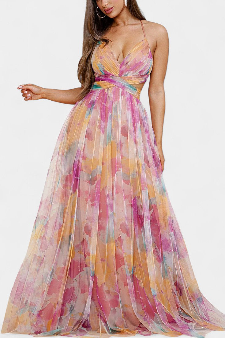 Ingrid Vestido Maxi Floral con Escote en V