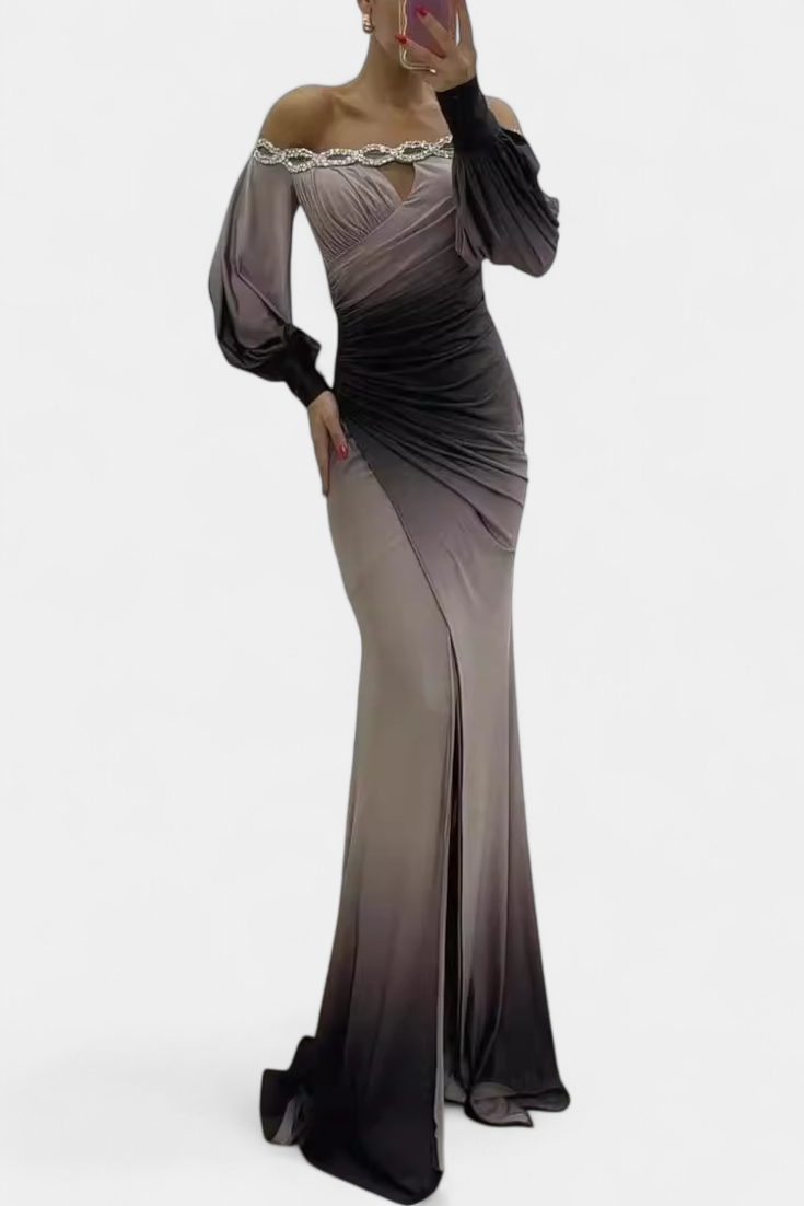 Julitta Vestido Maxi Ombre con Hombros Descubiertos