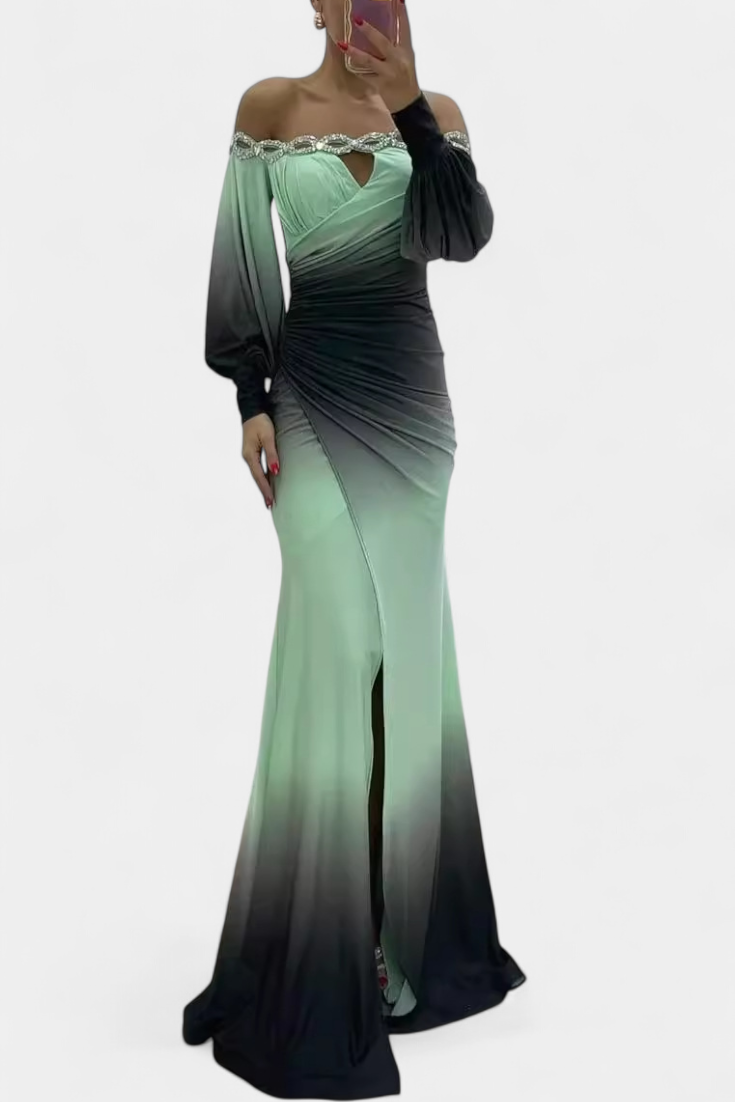 Julitta Vestido Maxi Ombre con Hombros Descubiertos