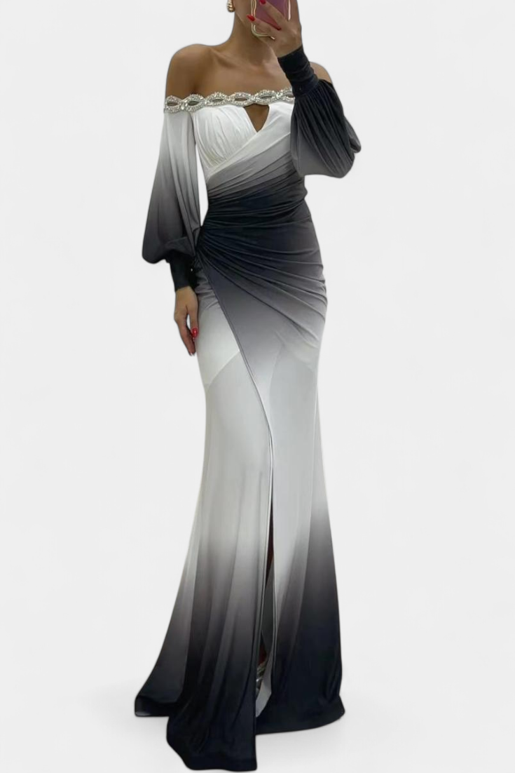 Julitta Vestido Maxi Ombre con Hombros Descubiertos